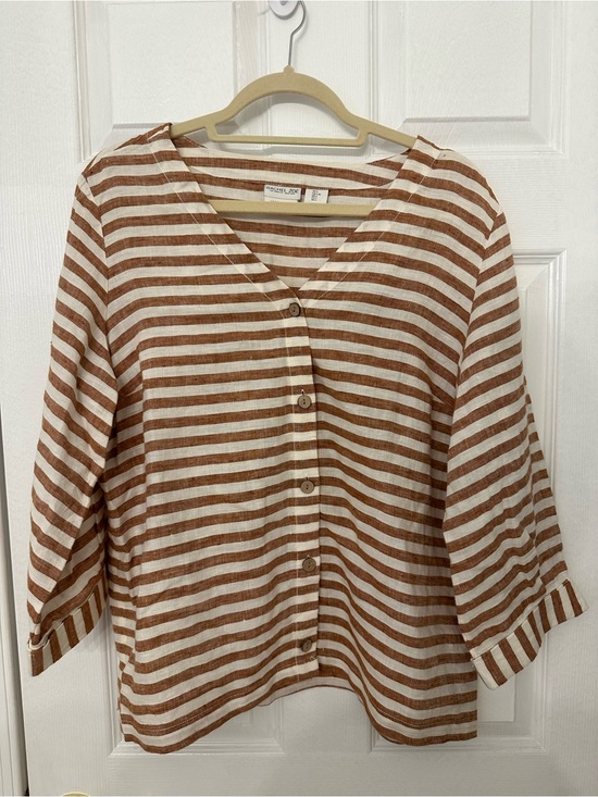 Rachel Zoe Tops - Rachel Zoe Linen Striped Top in White and Rust